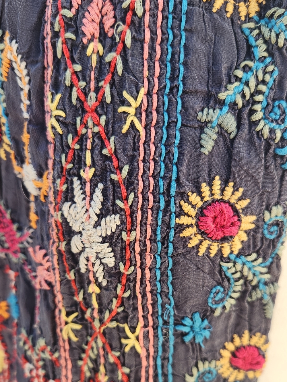 Johnny Was Embordiered Kimono Jacket Navy Blue Small - Picture 5 of 9